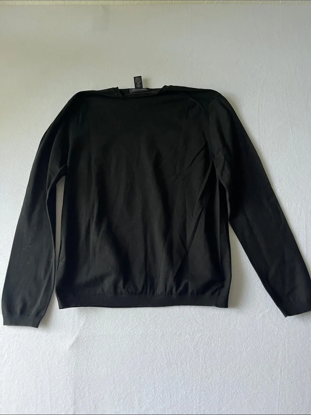 Banana Republic Men's Black Crewneck Stretch Pina Cotton Pullover Sweater